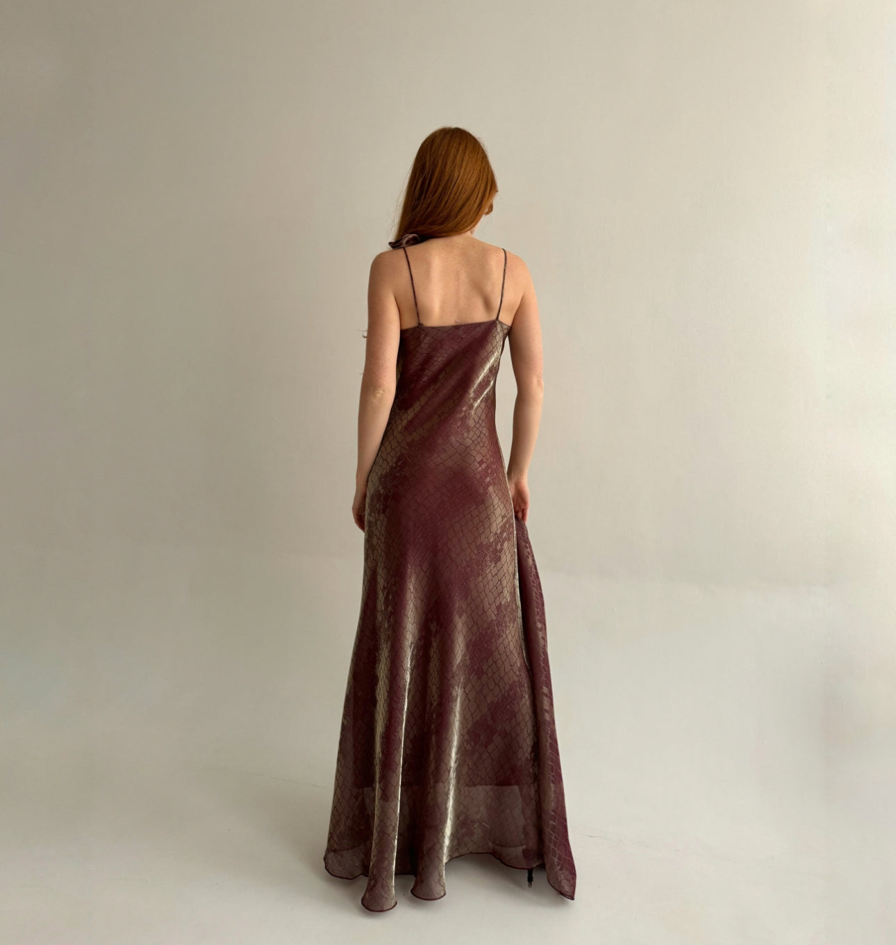 Vintage made in France maxi slip dress with flower appliqué