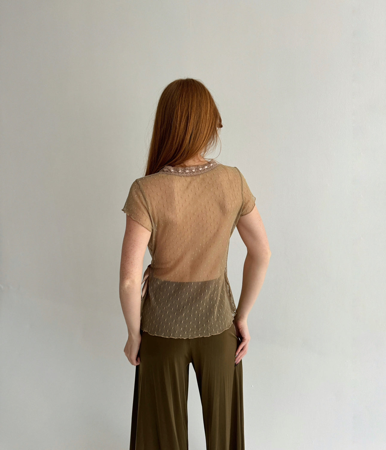 Vintage mesh wrap blouse