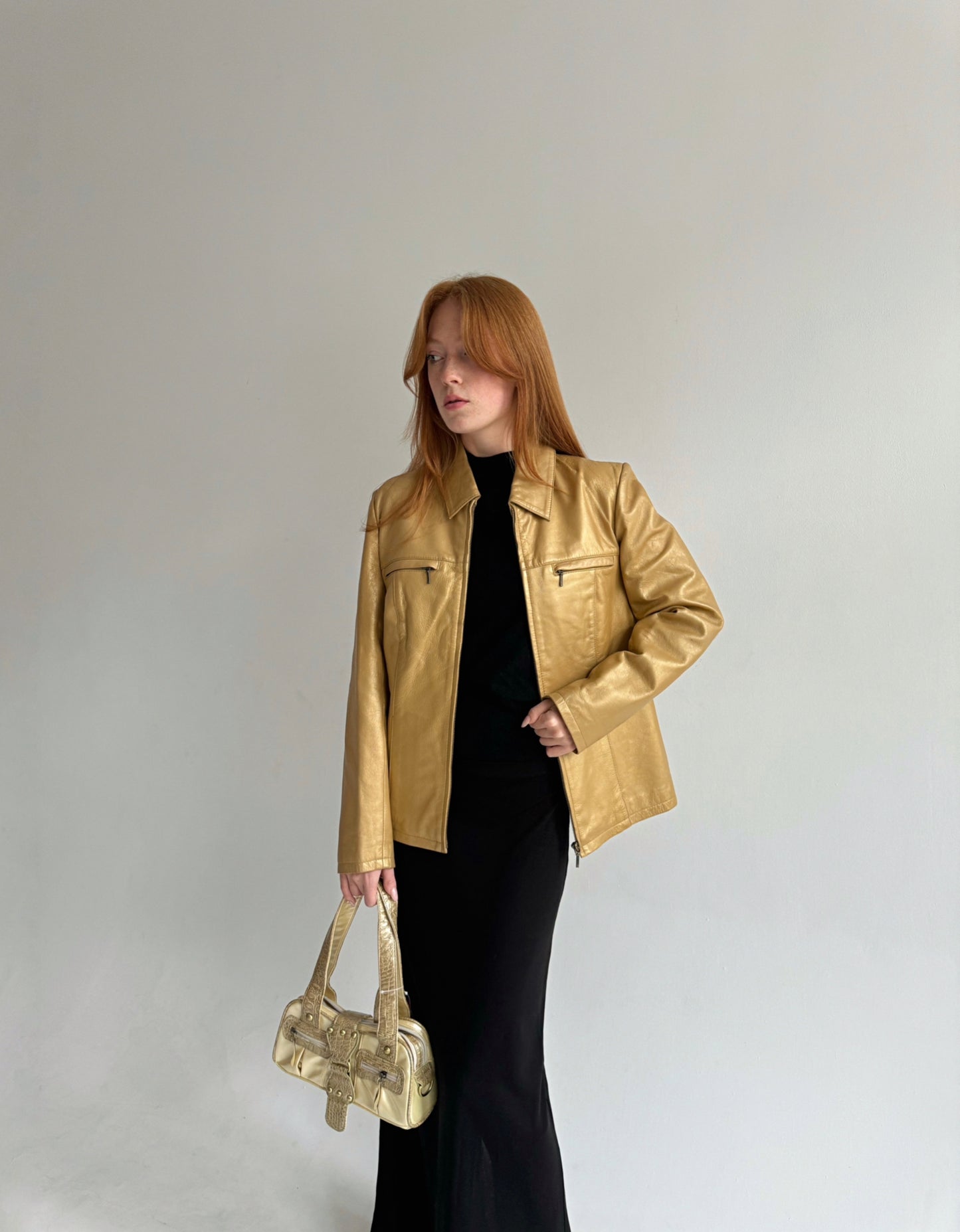 Vintage genuine leather golden jackets