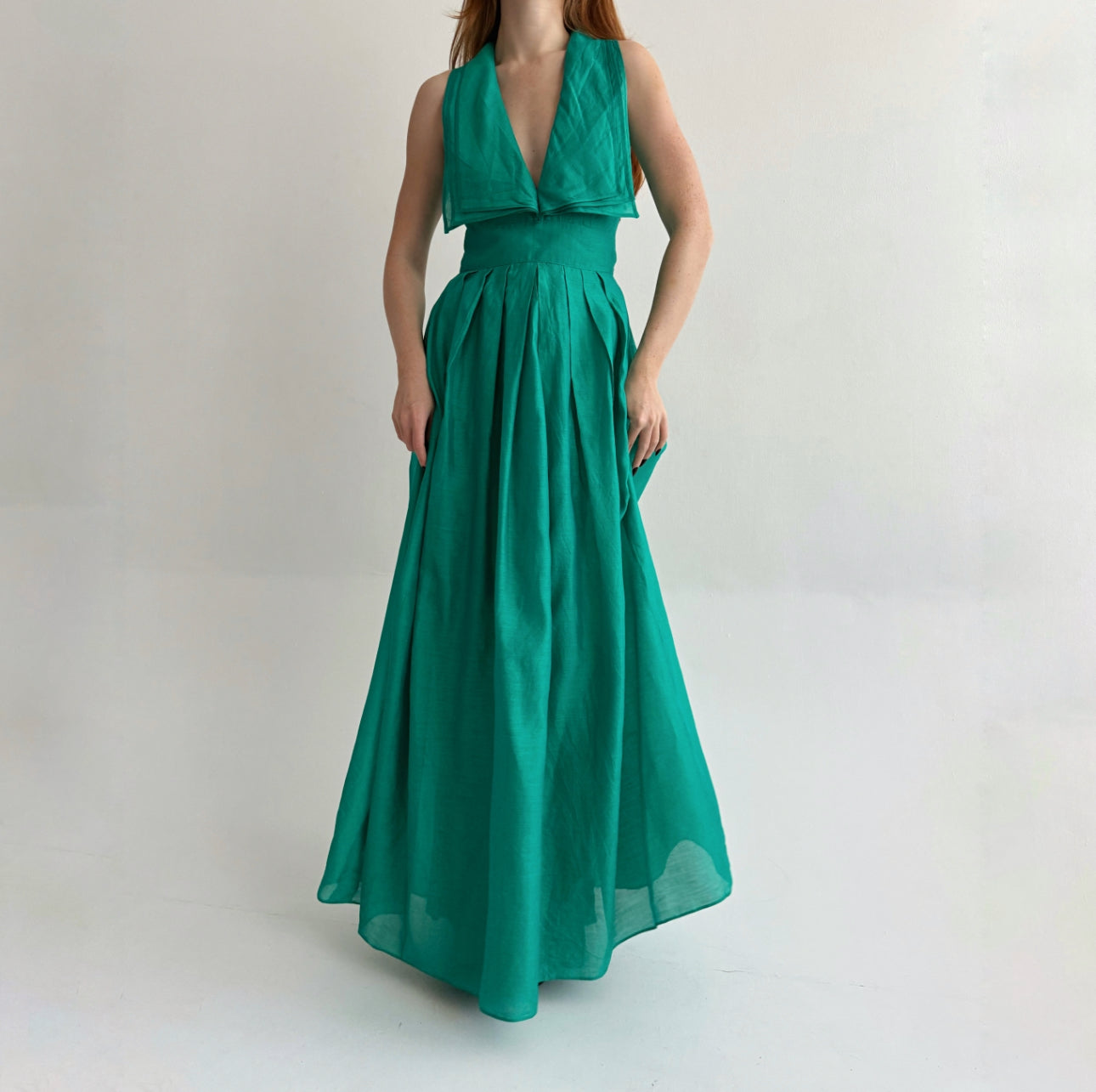 Vintage 75% cotton 25% silk green maxi dress