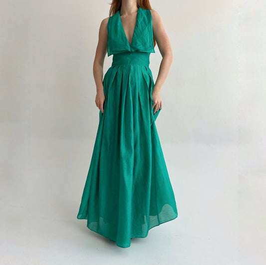 Vintage 75% cotton 25% silk green maxi dress