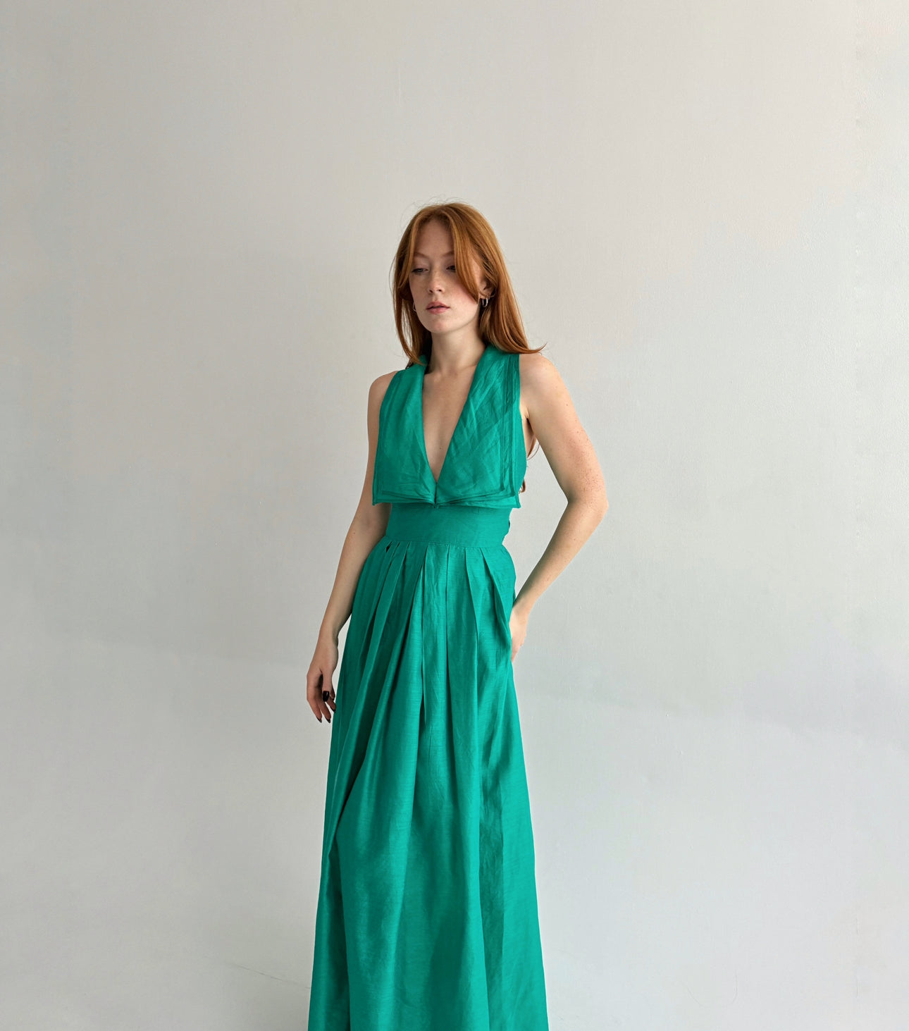 Vintage 75% cotton 25% silk green maxi dress