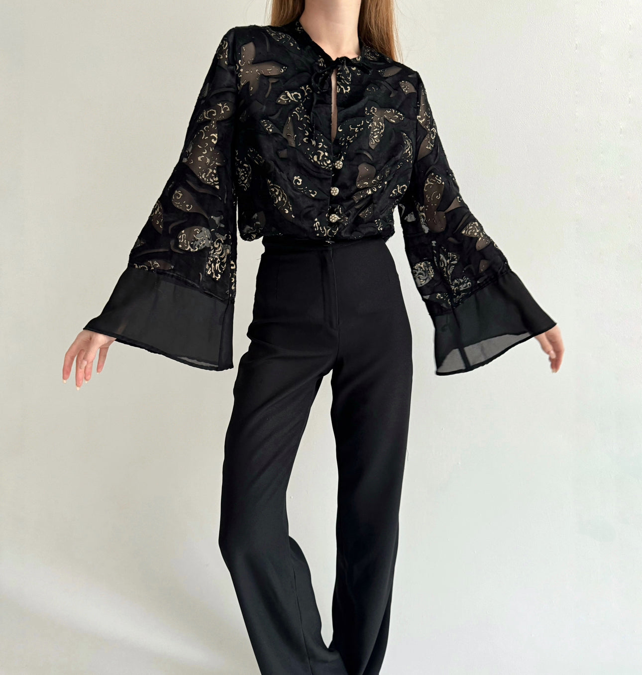 Vintage blouse with mesh details