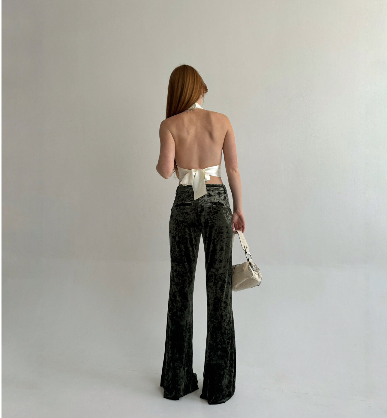 Vintage khaki veloure flared pants