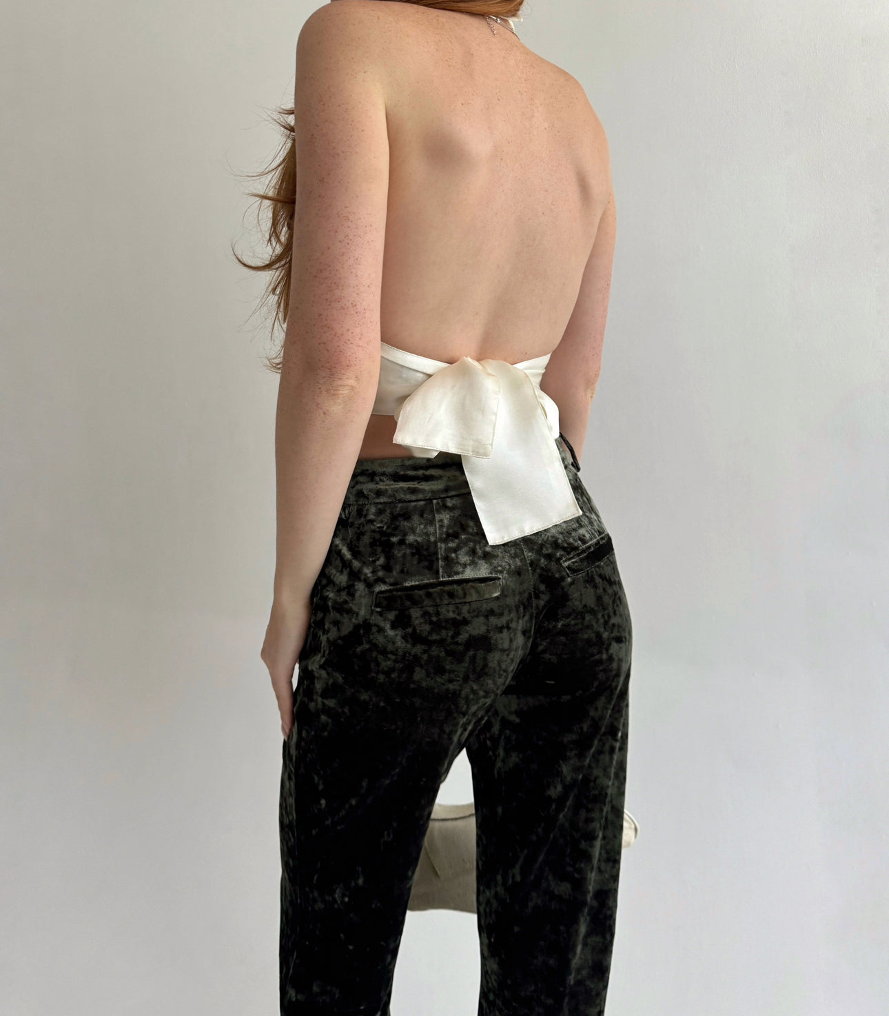 Vintage khaki veloure flared pants