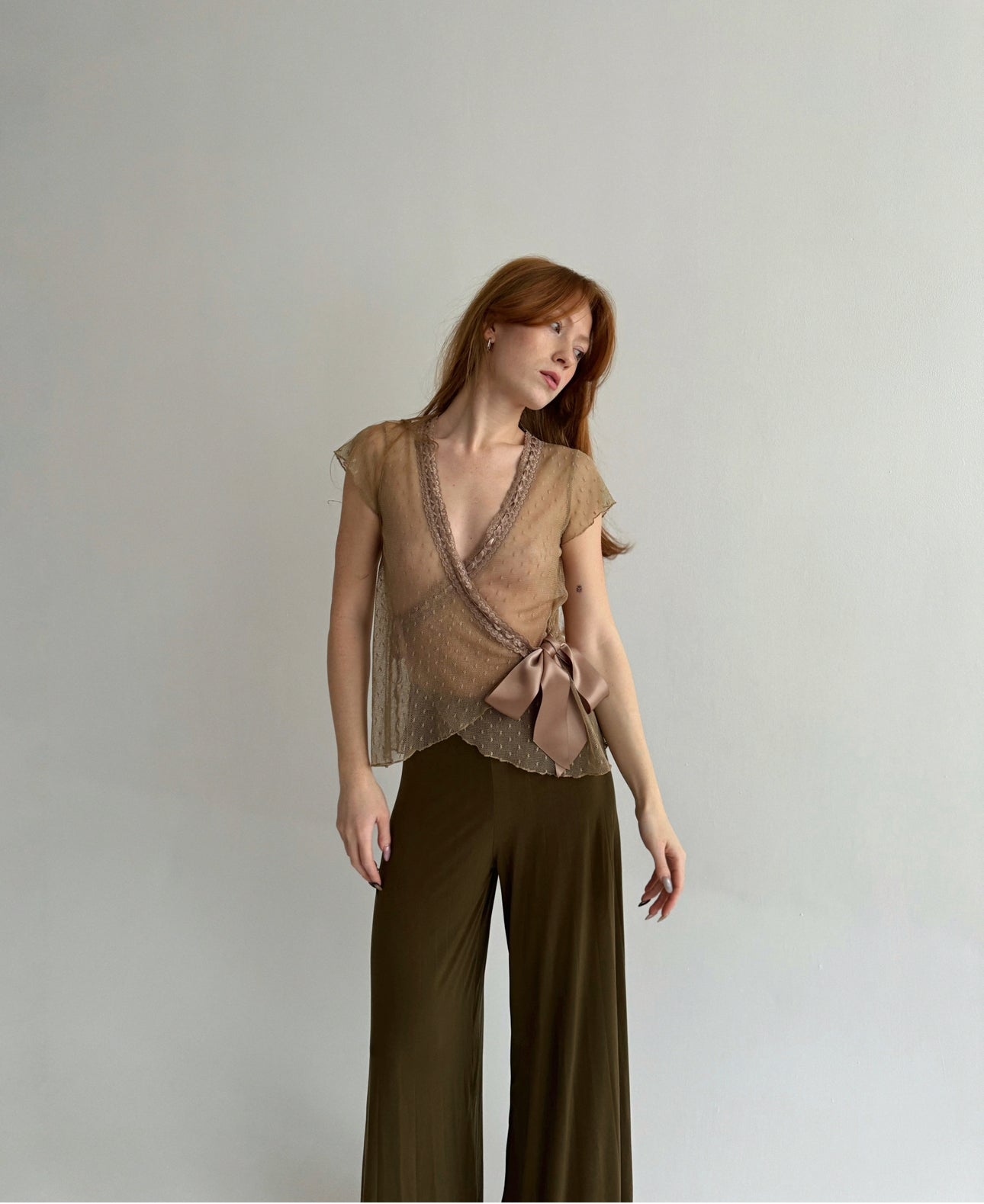 Vintage mesh wrap blouse