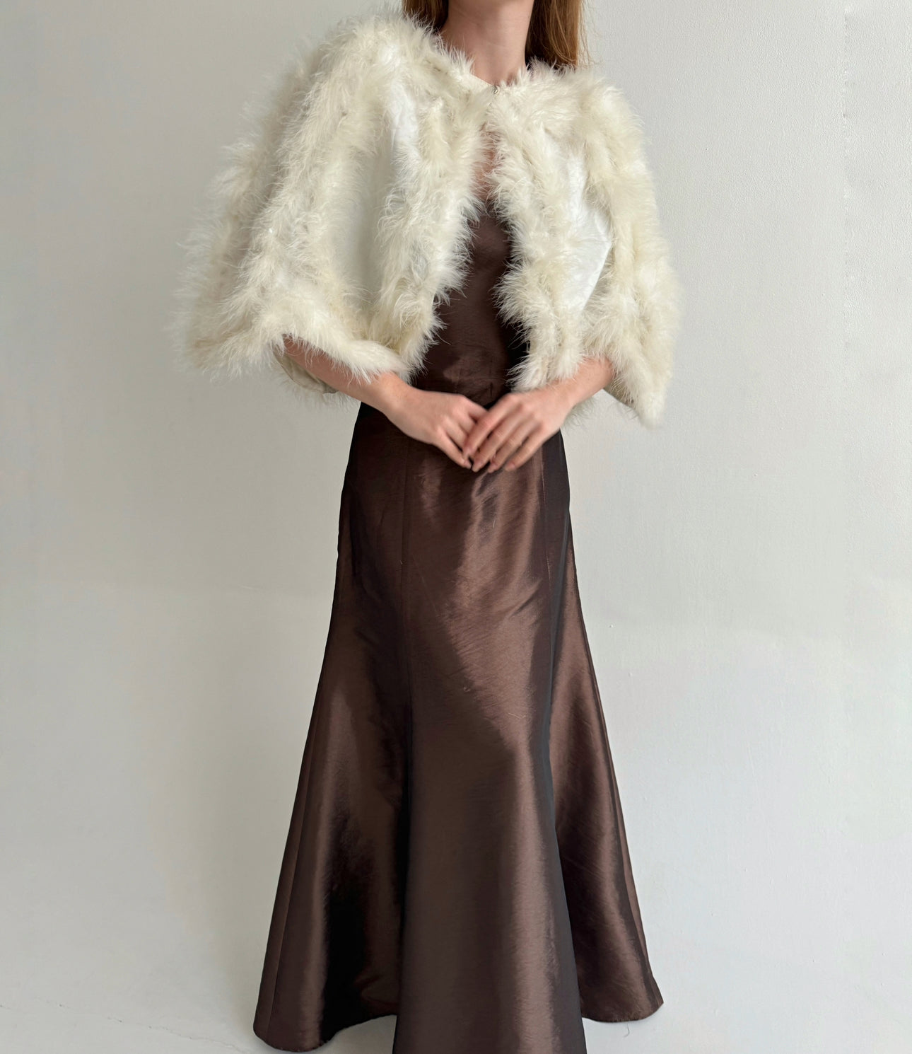 Vintage ostrich feather cream cape