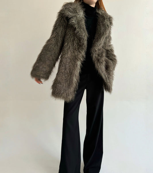 Vintage grey beautiful faux fur
