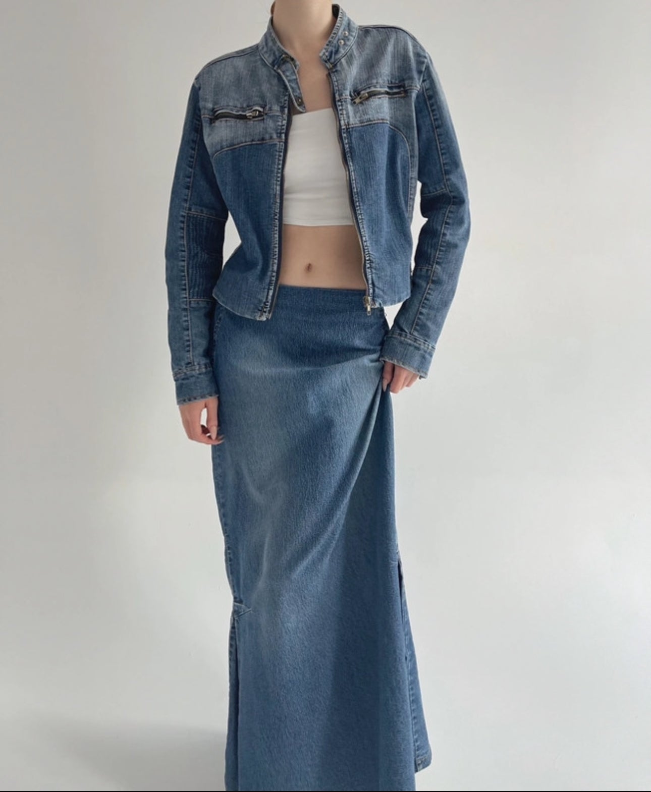Vintage denim moto jacket