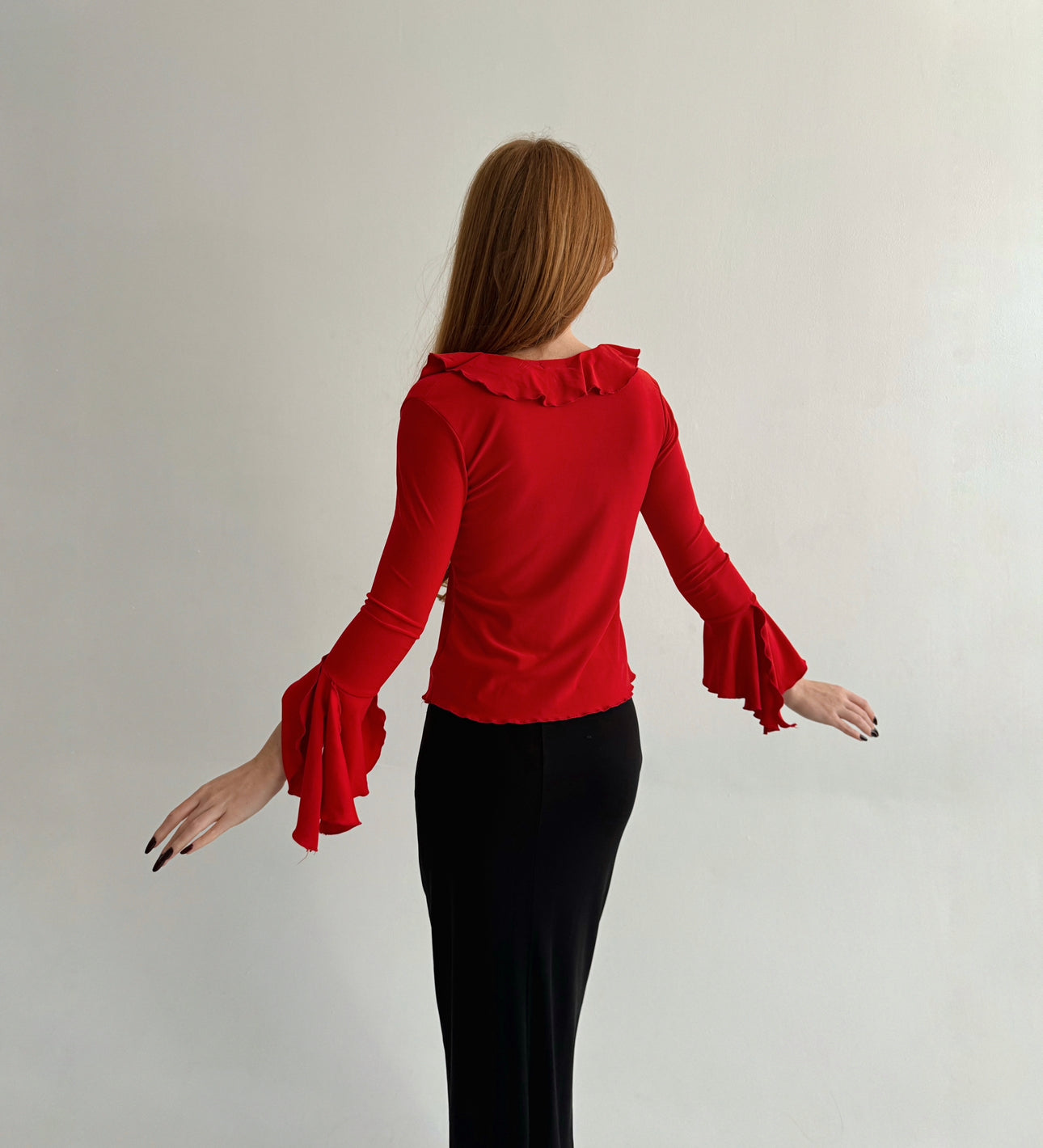 Vintage ruffled long sleeve blouse