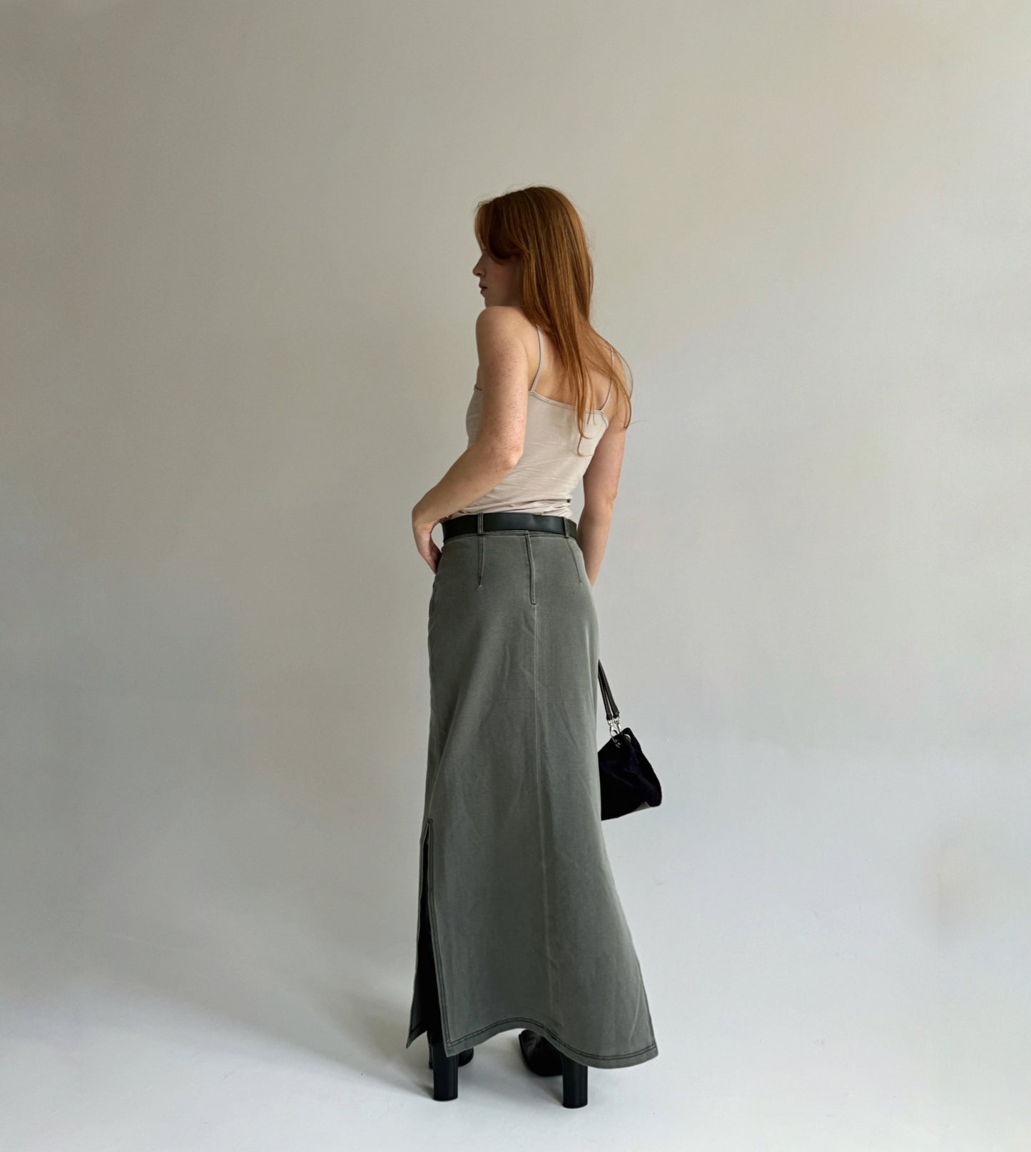 Brand new vintage grey denim maxi skirt
