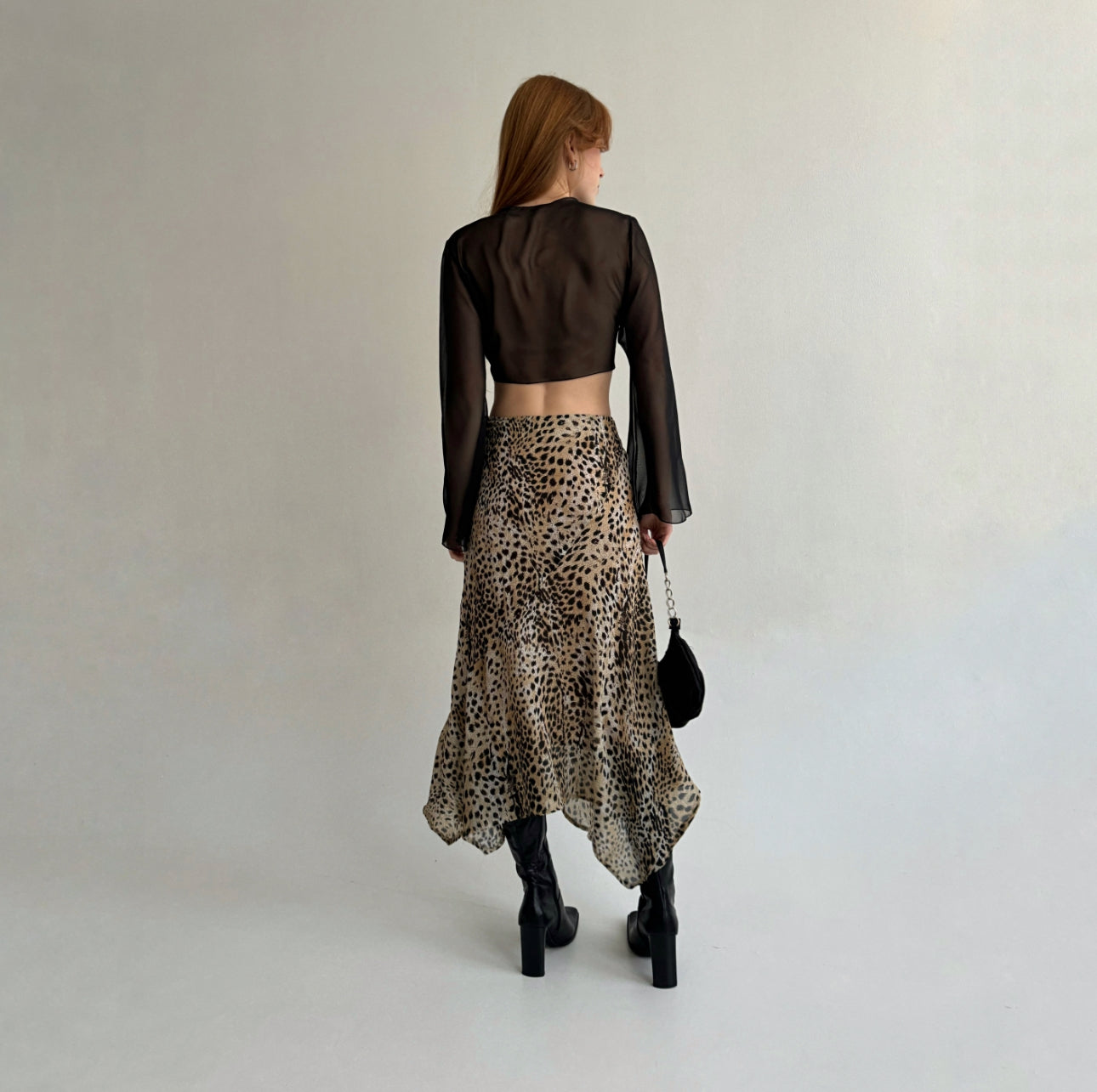 Vintage asymmetrical animal printed skirt