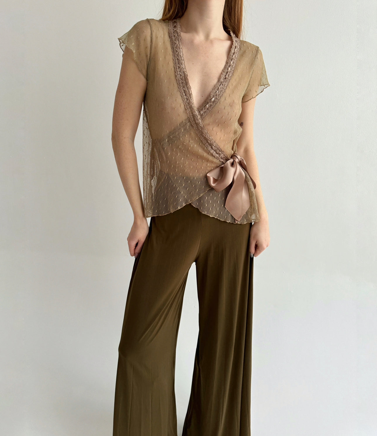 Vintage mesh wrap blouse