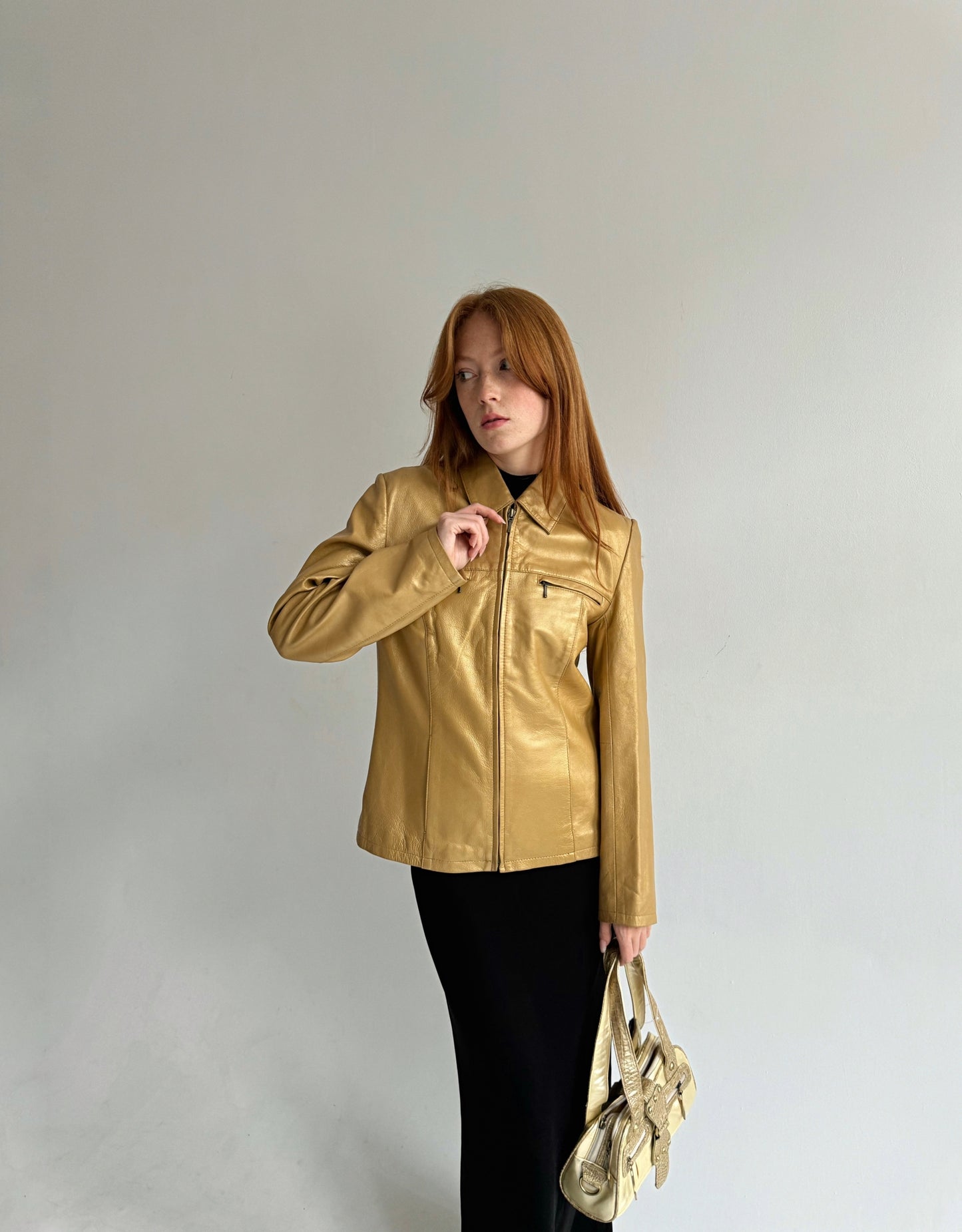 Vintage genuine leather golden jackets