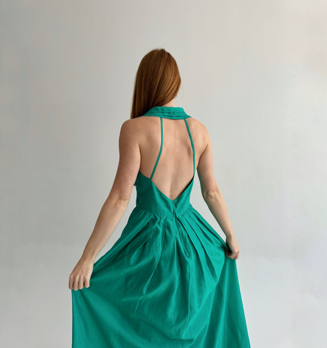 Vintage 75% cotton 25% silk green maxi dress