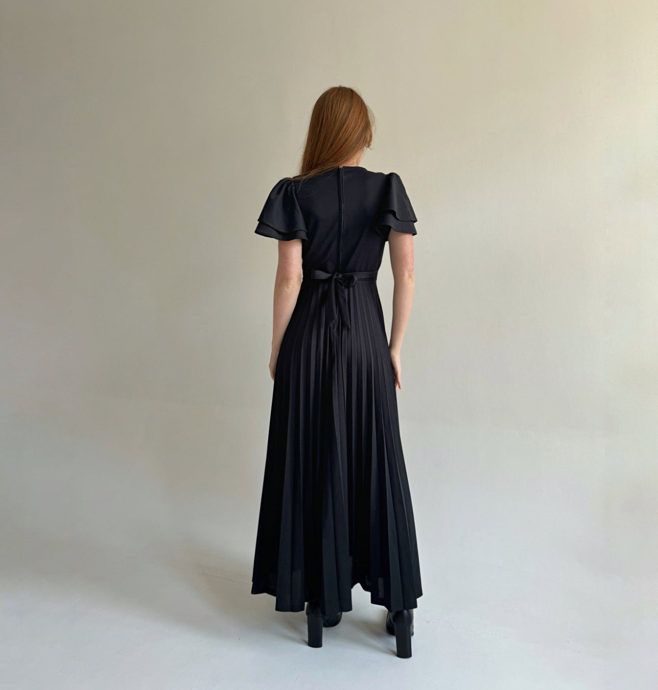Vintage pleated dress with beautiful sleeves