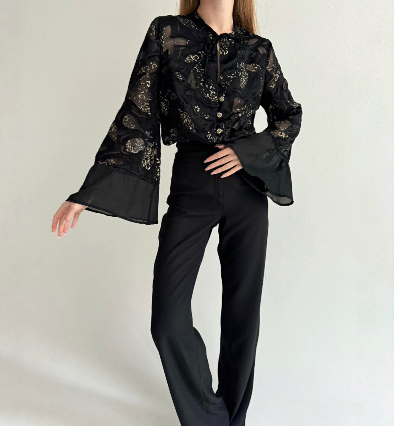 Vintage blouse with mesh details