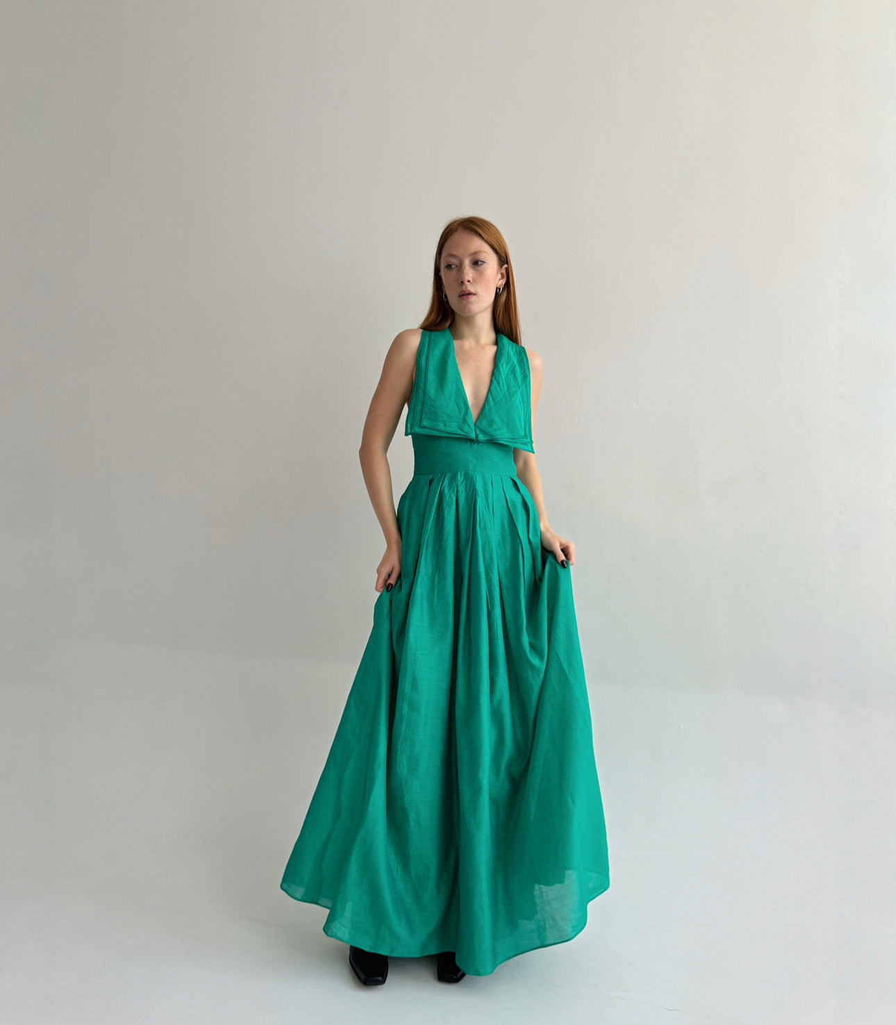 Vintage 75% cotton 25% silk green maxi dress