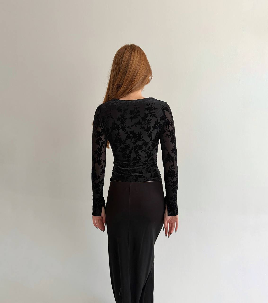 Vintage velvet flower patten blouse