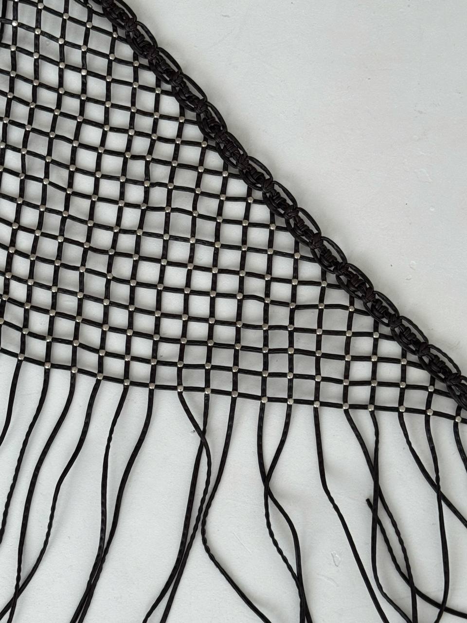 Vintage faux leather studded fishnet belt