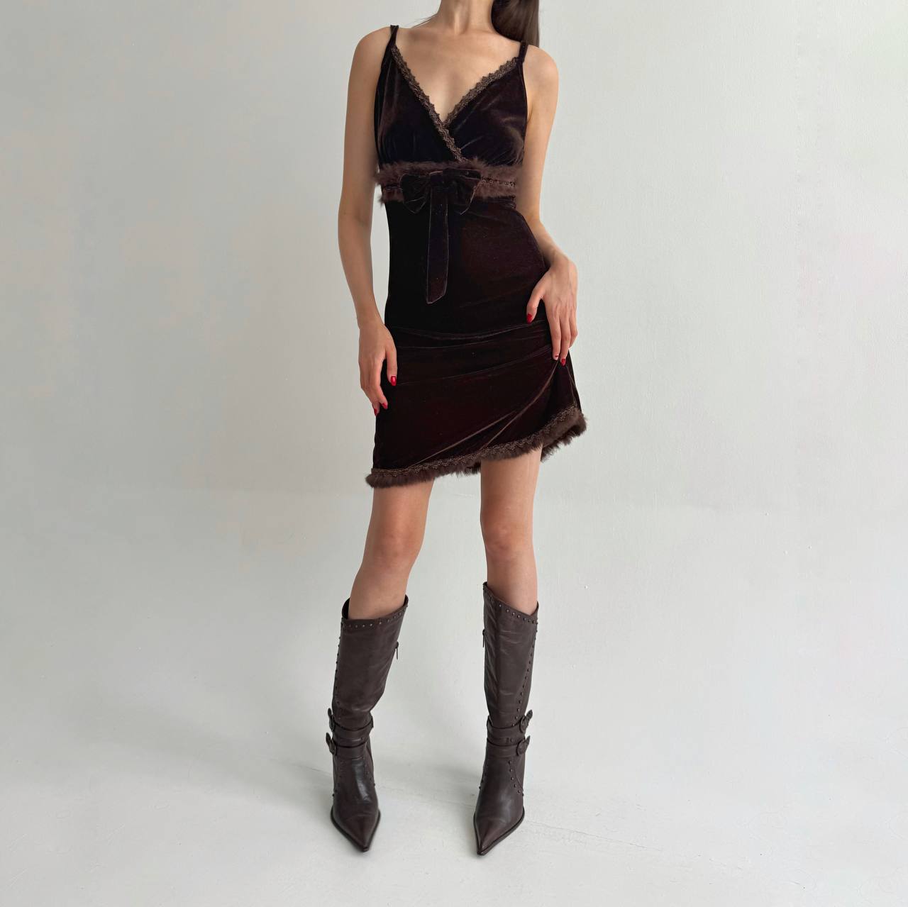Vintage brown velvet dress