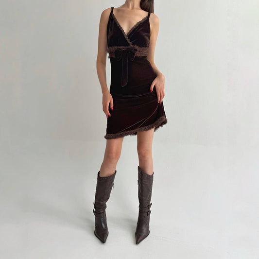 Vintage brown velvet dress