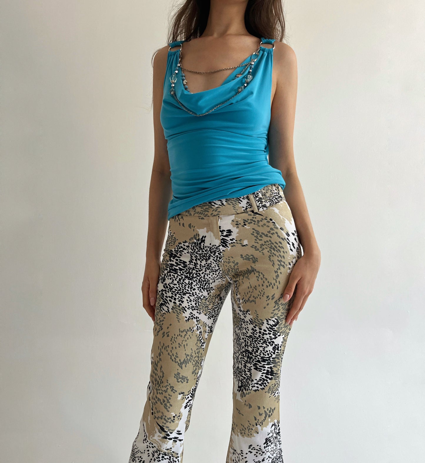 Vintage printed flared jeans