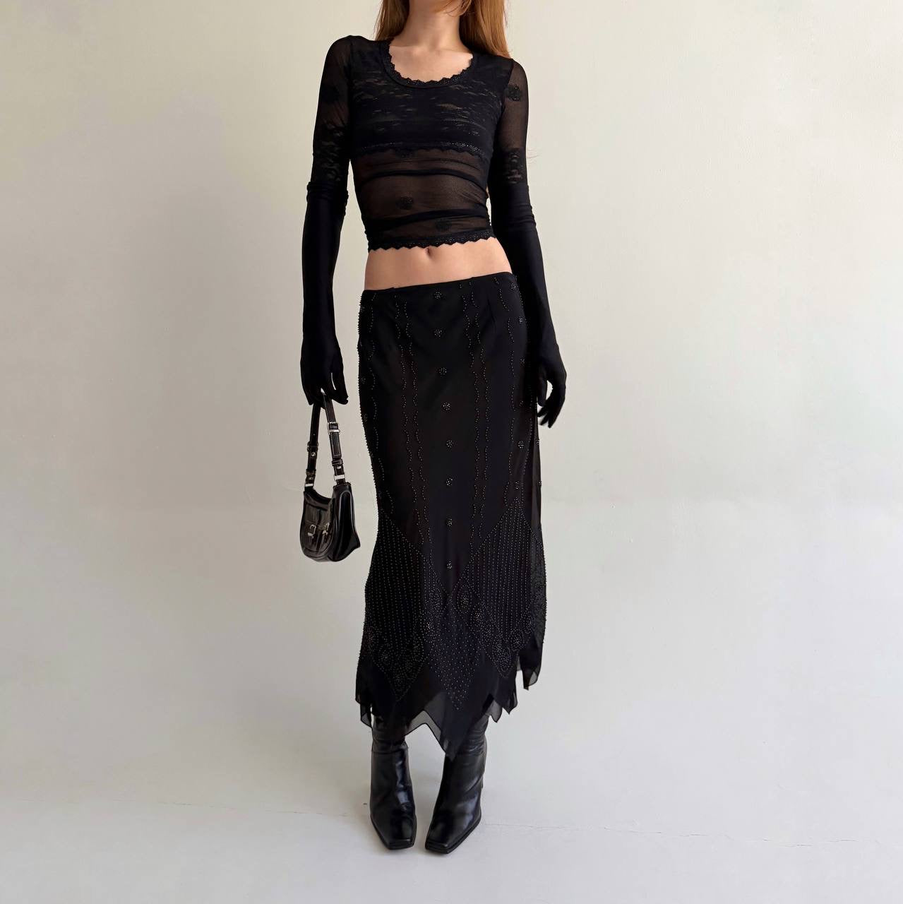 Vintage Laura Ashley beaded long skirt