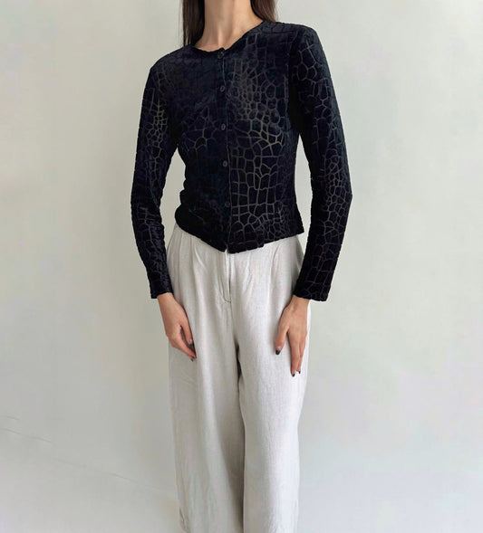 Vintage velvet pattern cardigan
