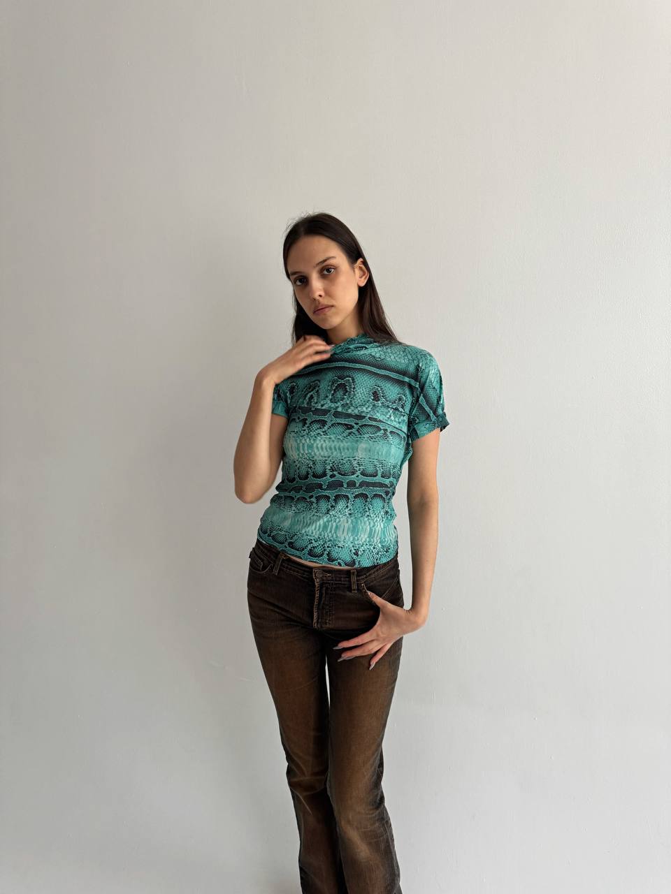 Vintage Just Cavalli turquoise blouse