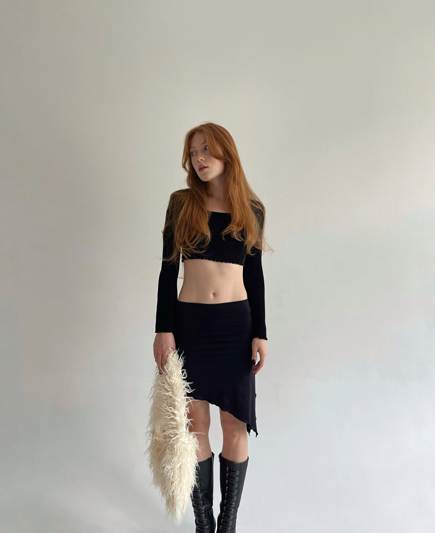 Vintage stretchy asymmetrical black skirt