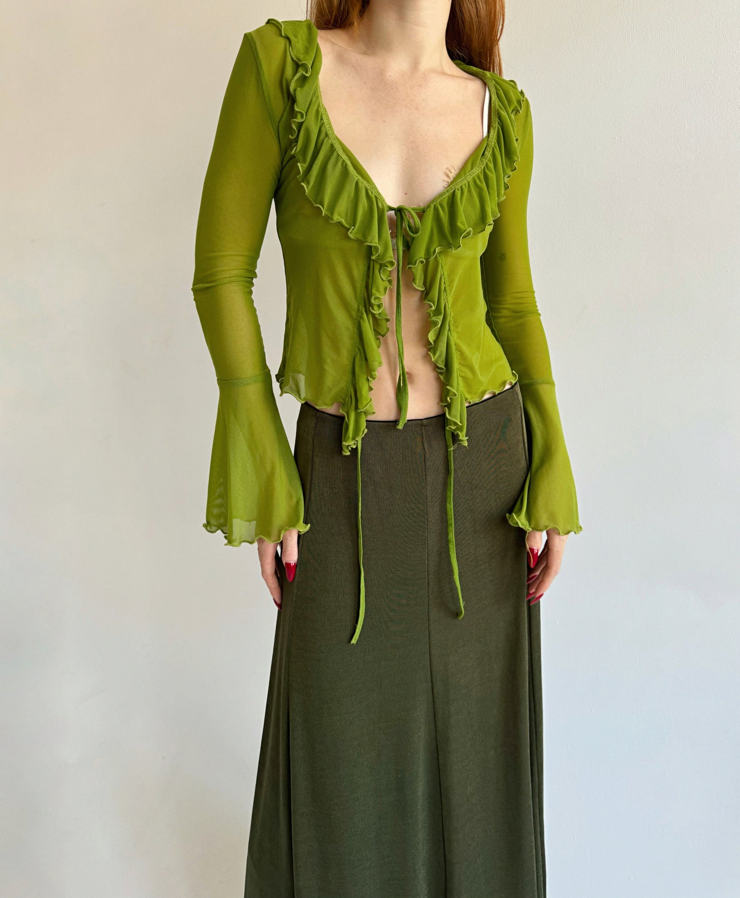 Vintage elastic green maxi skirt