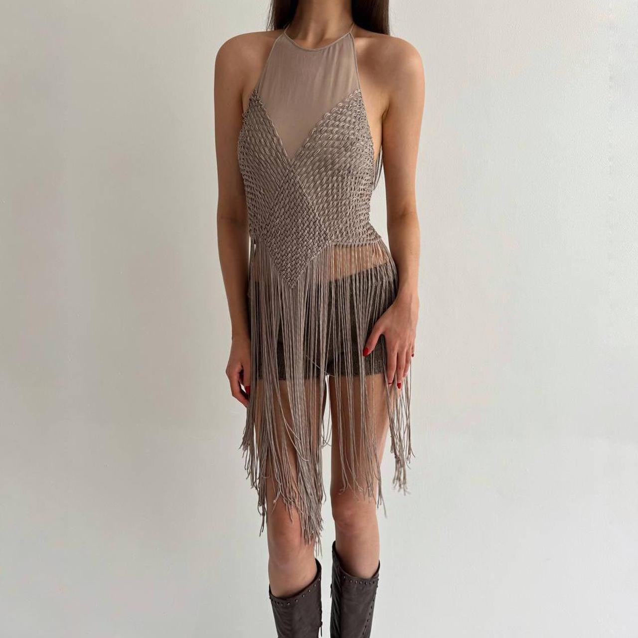 Max Mara pure silk tassel top