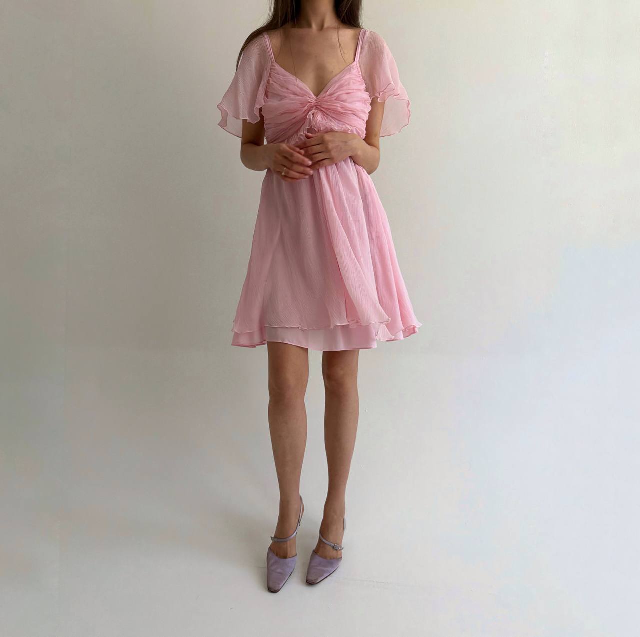 Blumarine pink viscose and silk dress