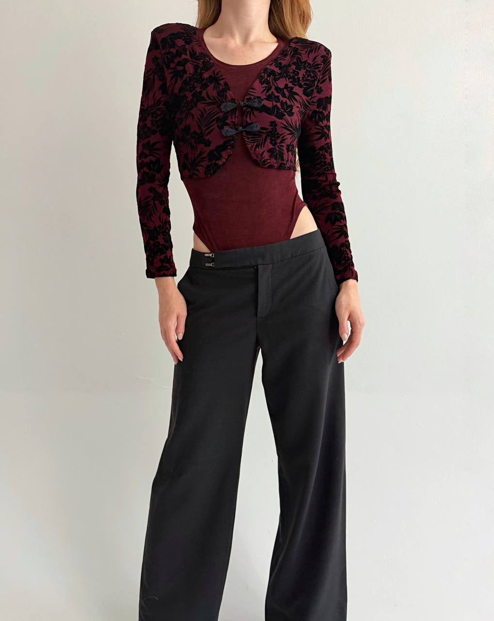 Vintage 100% acetate burgundy bodysuit