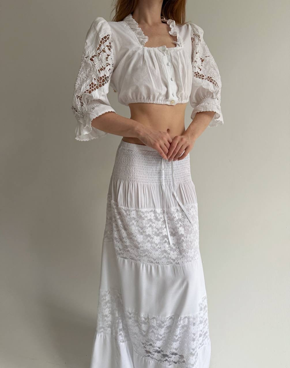 Vintage Bavarian 100% cotton cropped blouse