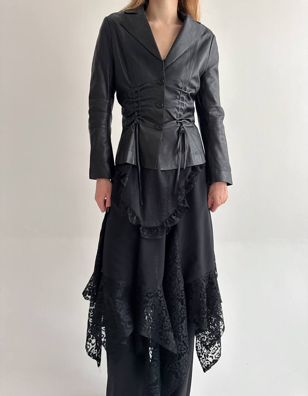 Vintage 80% viscose black asymmetrical gothic skirt