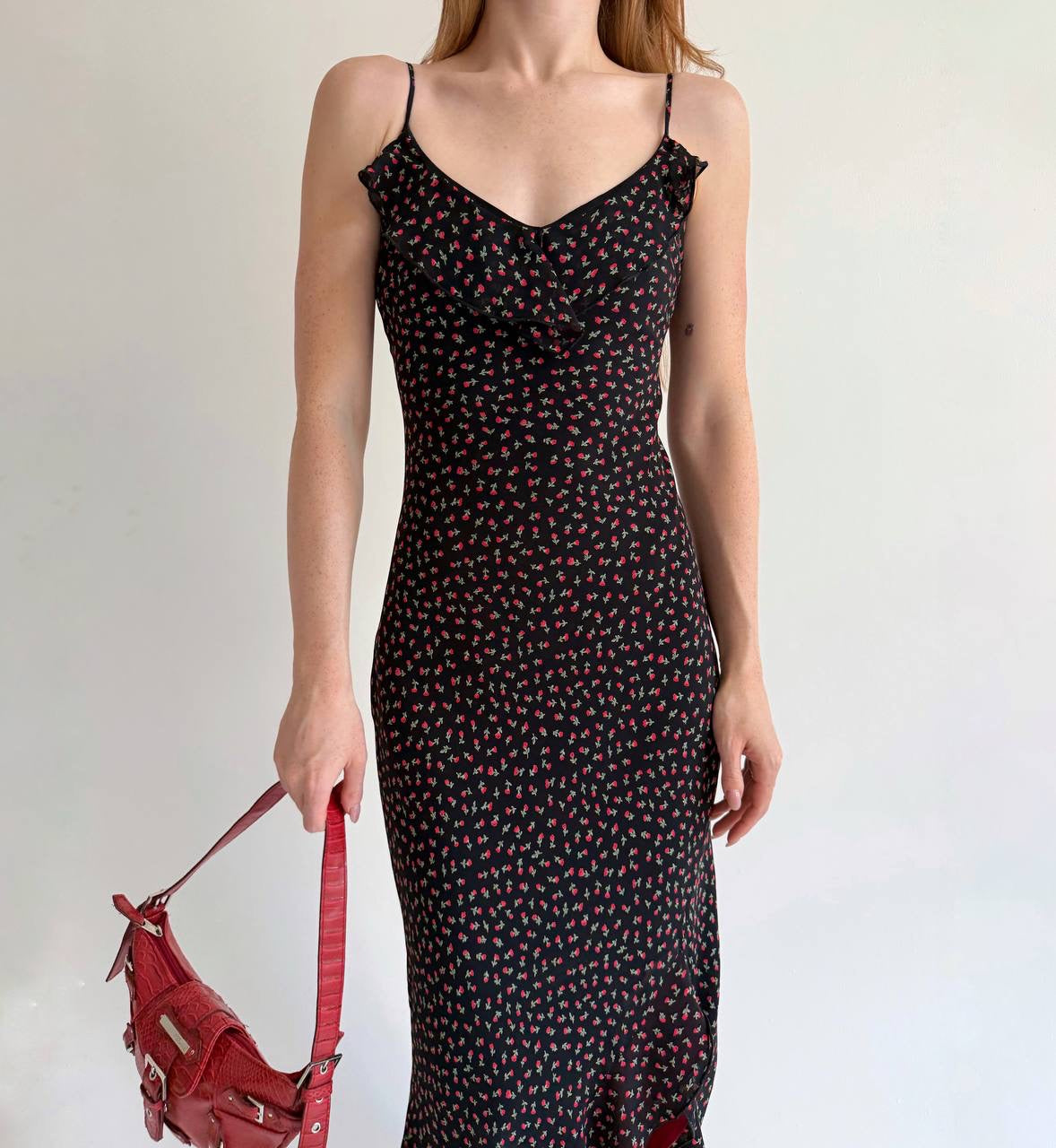 Vintage viscose long asymmetrical dress