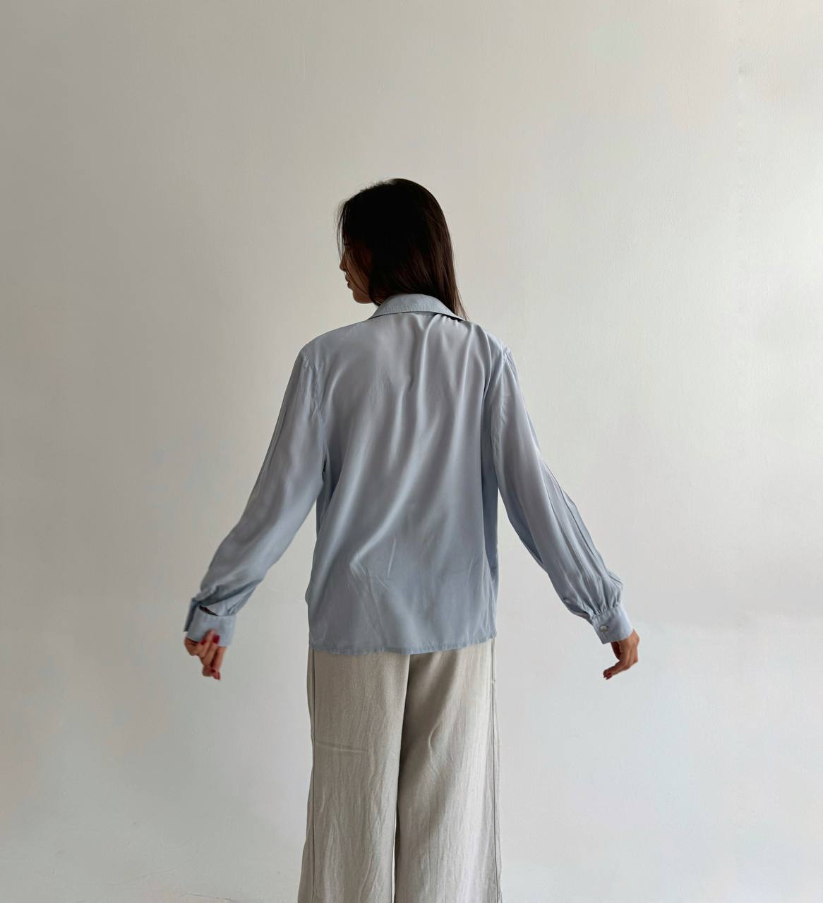 Vintage 100% pure silk blue shirt
