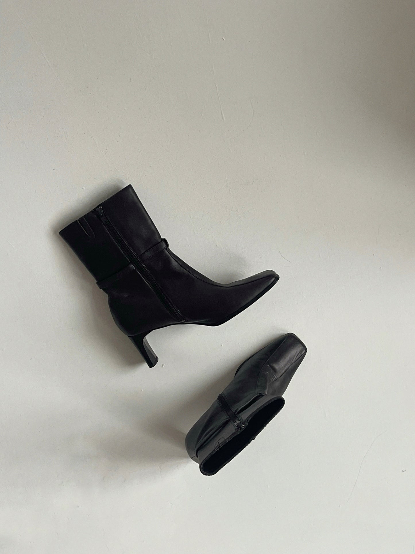 Vintage faux leather ankle boots