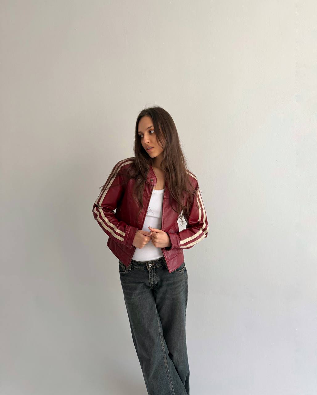 Vintage genuine leather red jacket