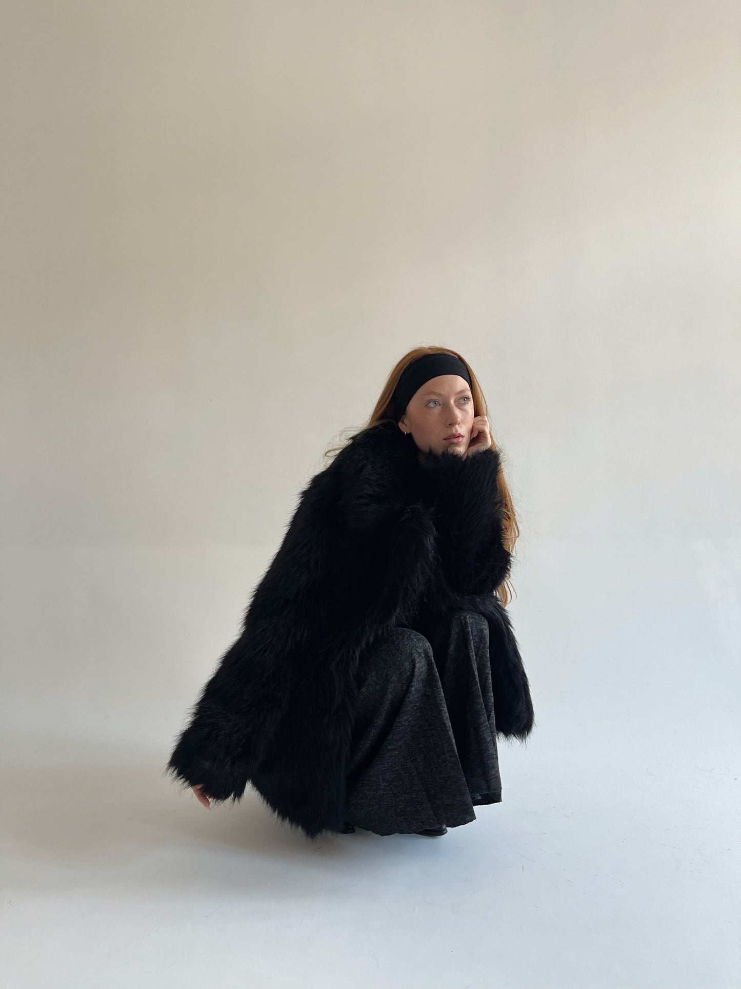 Vintage black oversized faux fur