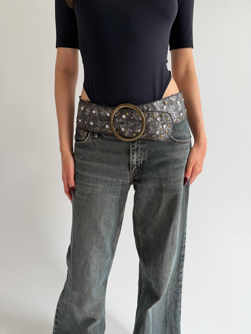 Vintage metallic studded belt