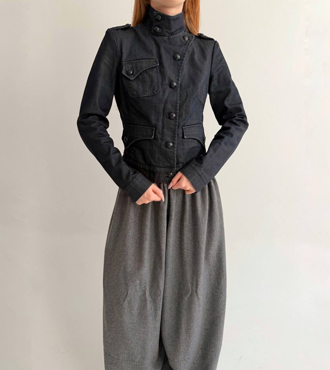 Y2K cotton denim officer jacket