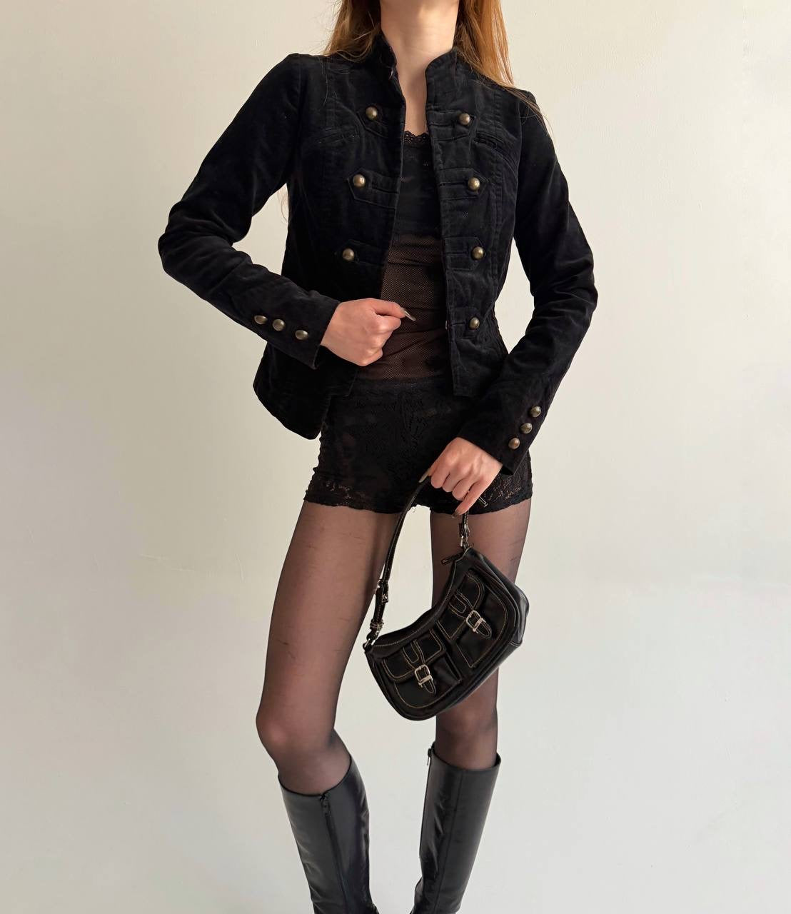 Y2K cotton velvet napoleon jacket
