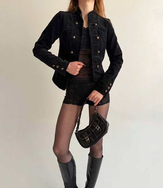 Y2K cotton velvet napoleon jacket
