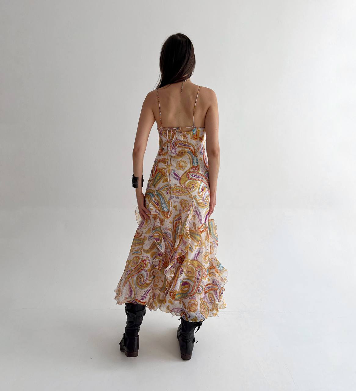 Vintage long ruffled dress