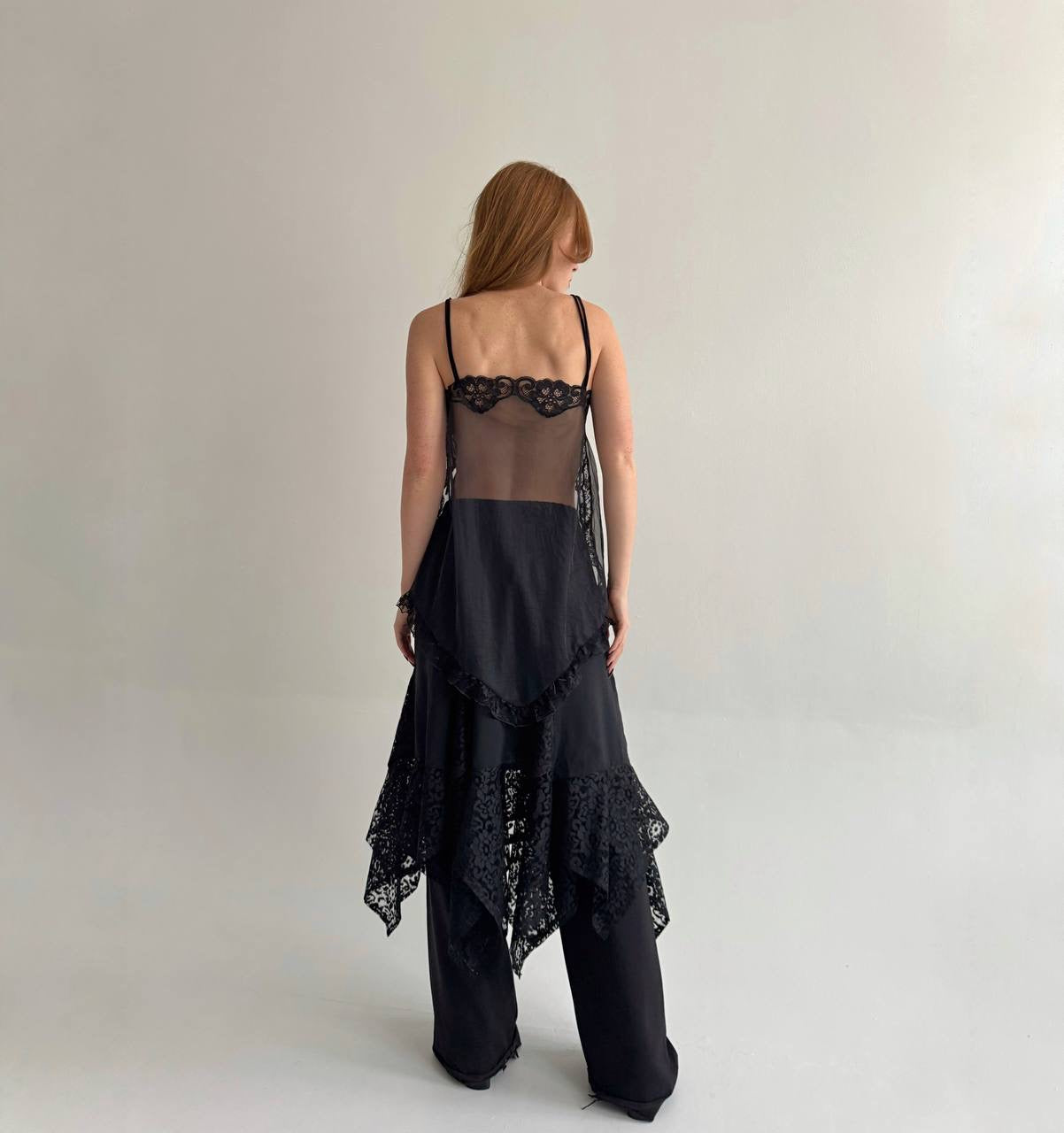 Vintage 80% viscose black asymmetrical gothic skirt