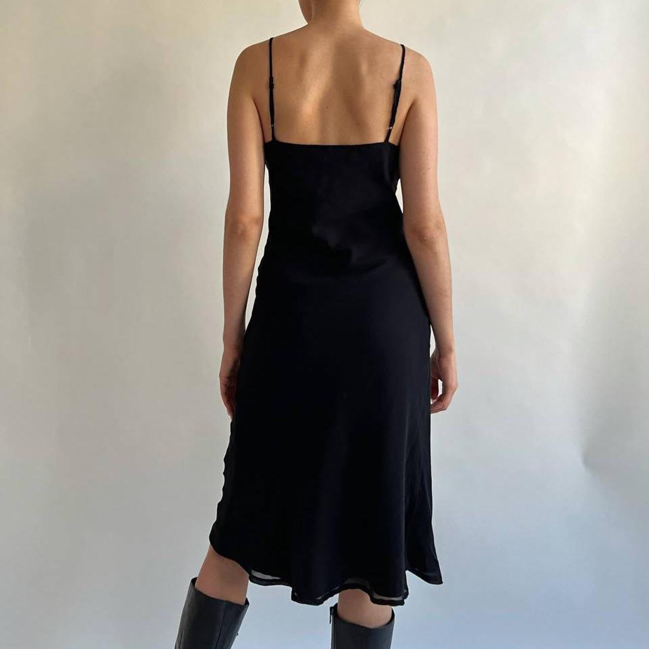 Vintage silk black slip dress with sequins