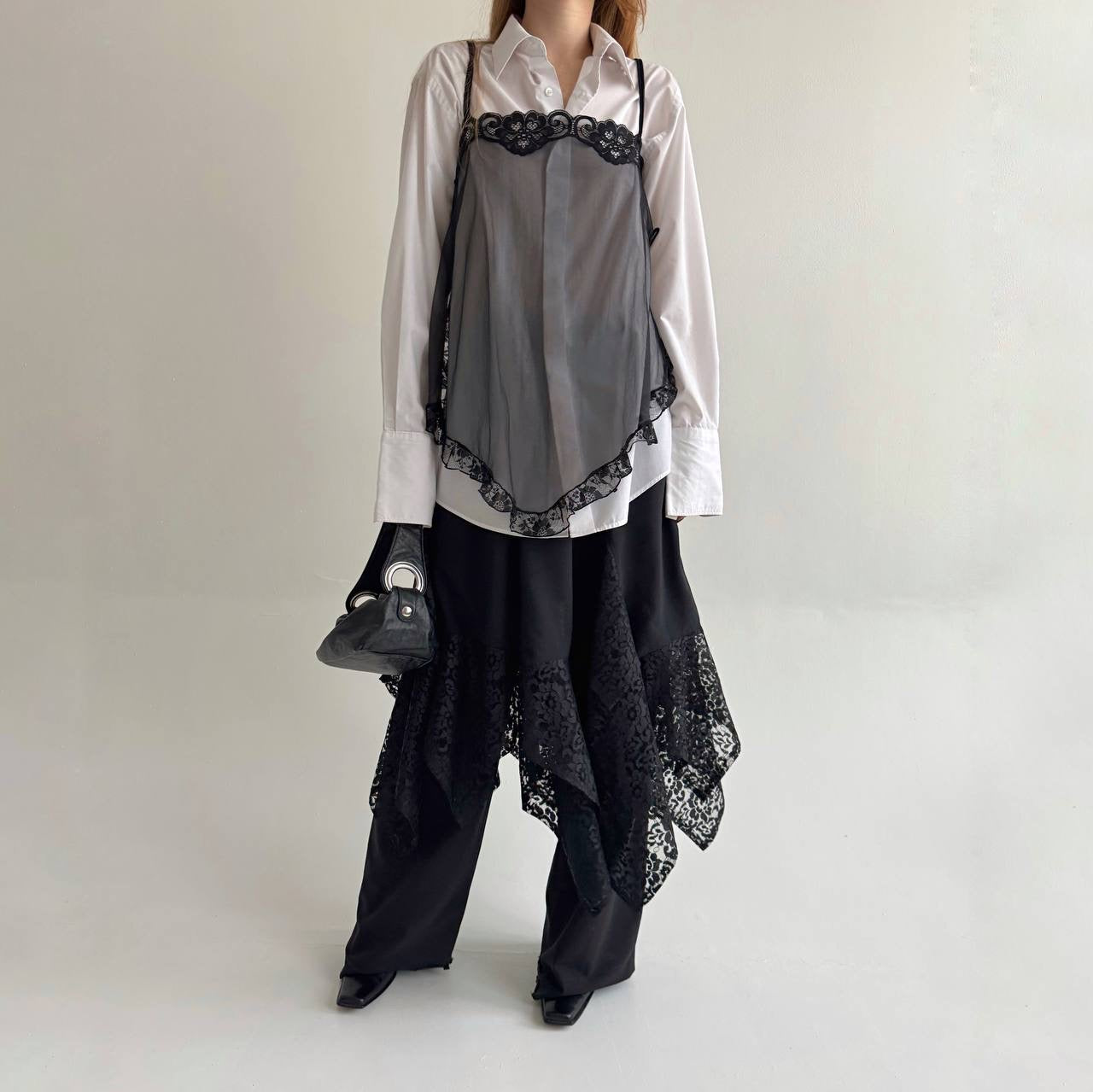 Vintage 80% viscose black asymmetrical gothic skirt